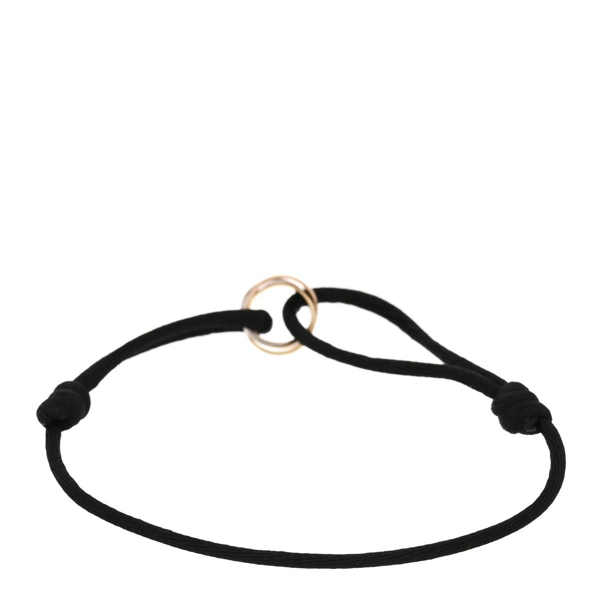 18k Pink Yellow White Gold Trinity Adjustable Cord Bracelet Black
