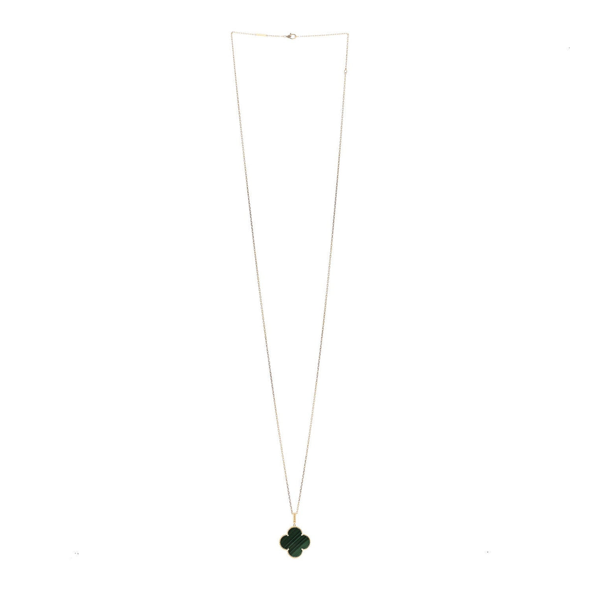 18K Yellow Gold Malachite Magic Alhambra Pendant Necklace