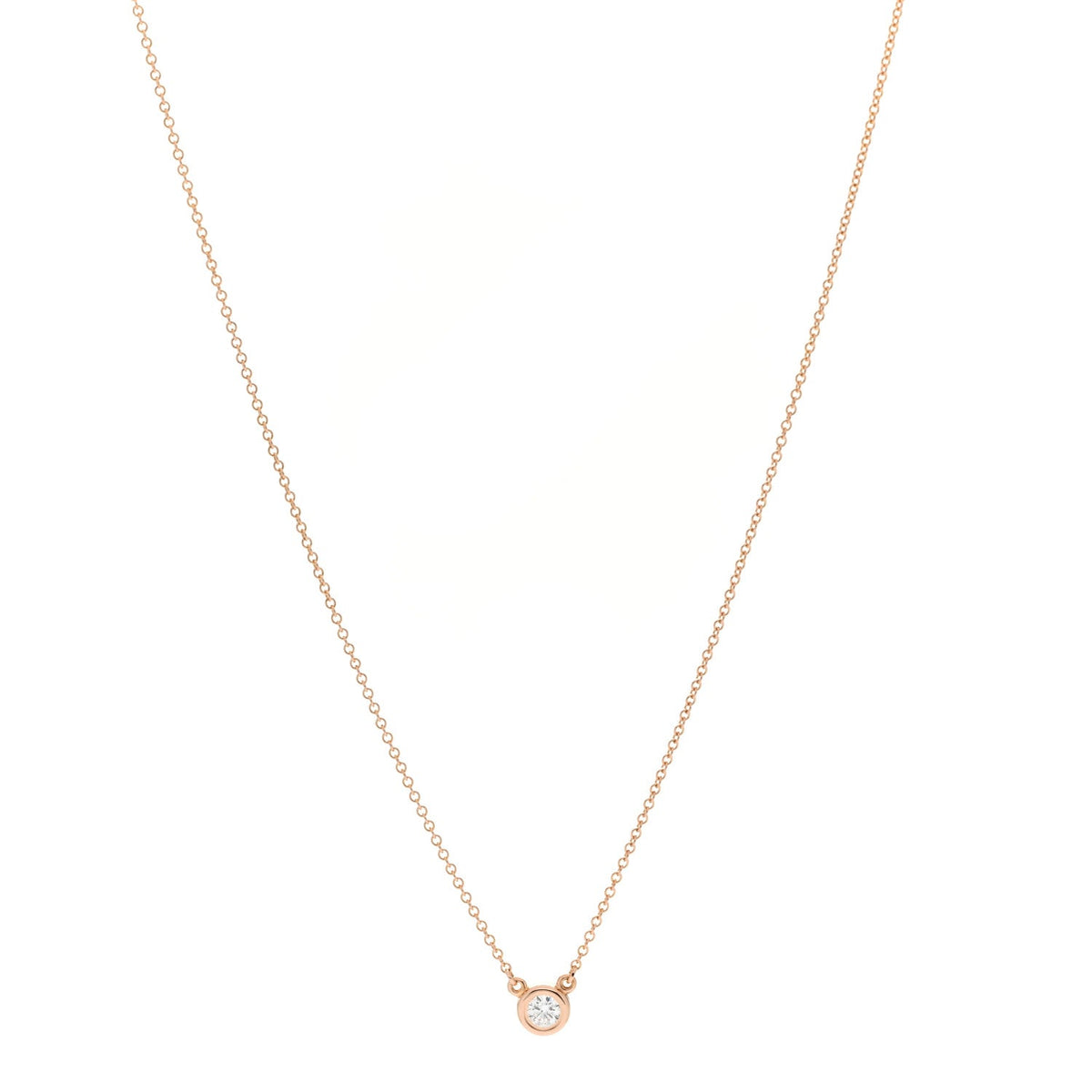 18K Rose Gold Diamond .17ct Elsa Peretti Diamonds by the Yard Pendant Necklace