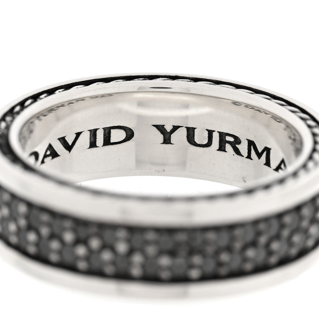 Sterling Silver Black Diamond Streamline Two-Row Band Ring