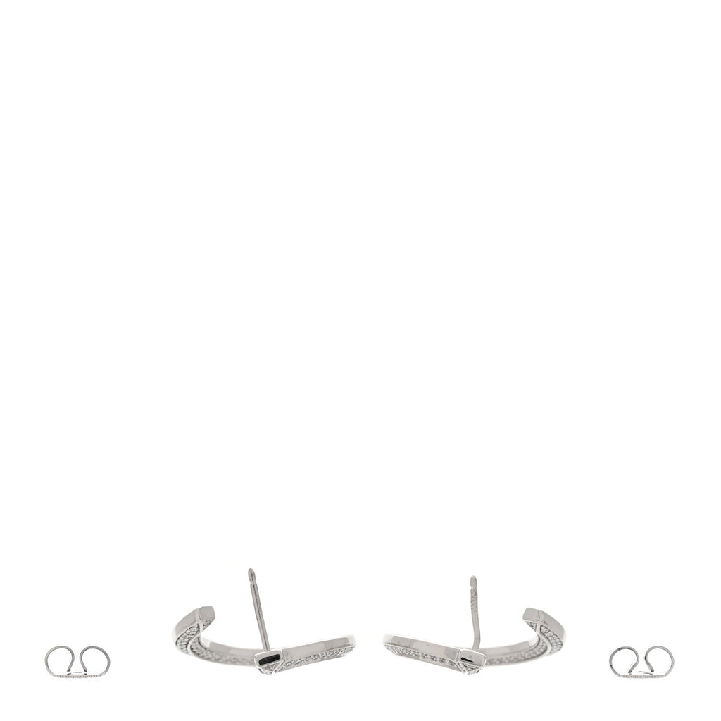 18K White Gold Diamond T1 Open Hoop Earrings