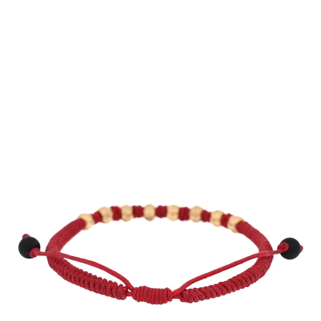18K Yellow Gold Nylon Fortune Woven Bracelet Red