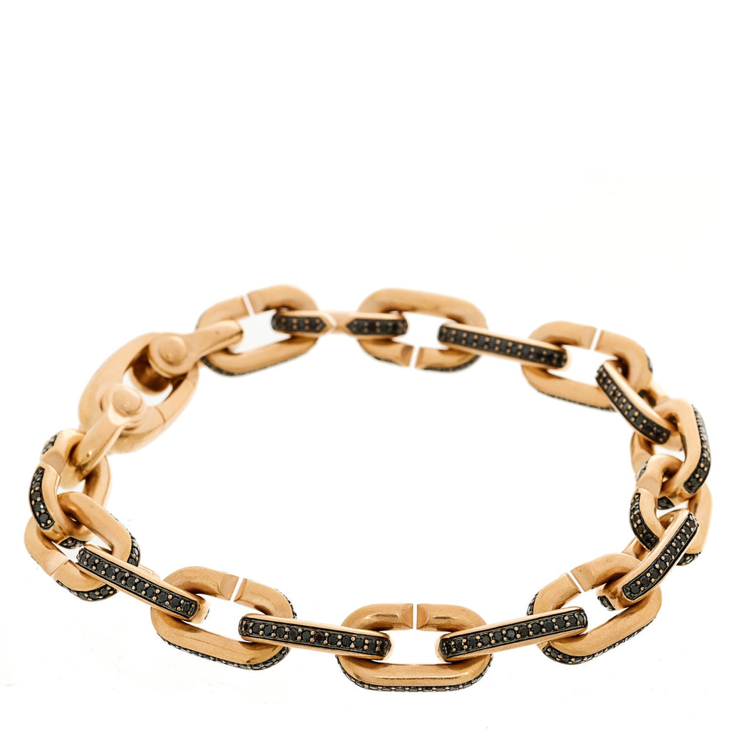 18K Rose Gold Black Diamond Streamline Link Bracelet