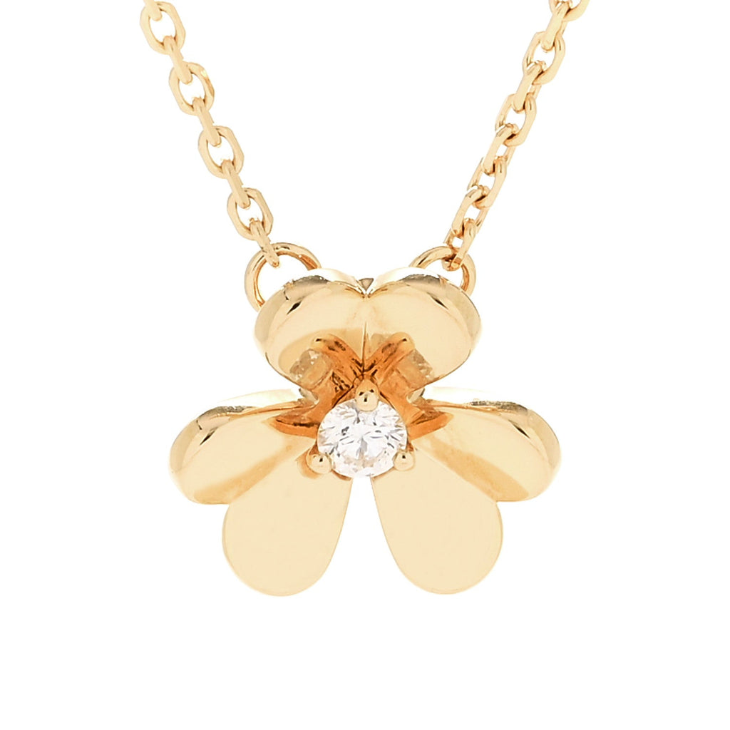 18K Yellow Gold Diamond Mini Frivole Pendant Necklace