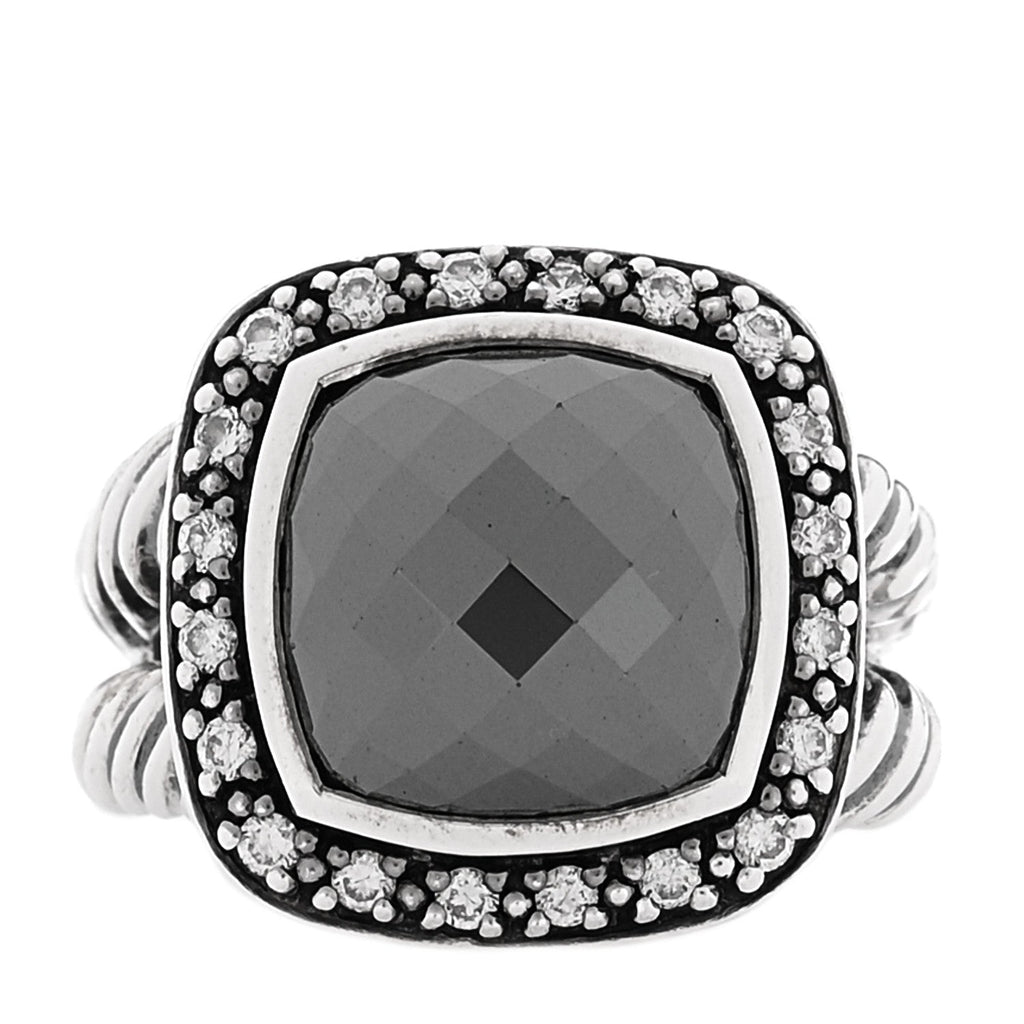 Sterling Silver Diamond Hematite 11mm Albion Ring 51 5.75