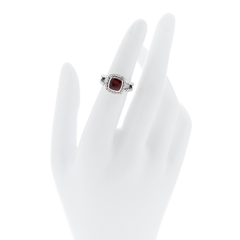Sterling Silver Diamond Garnet 7mm Petite Albion Ring 47 4.25