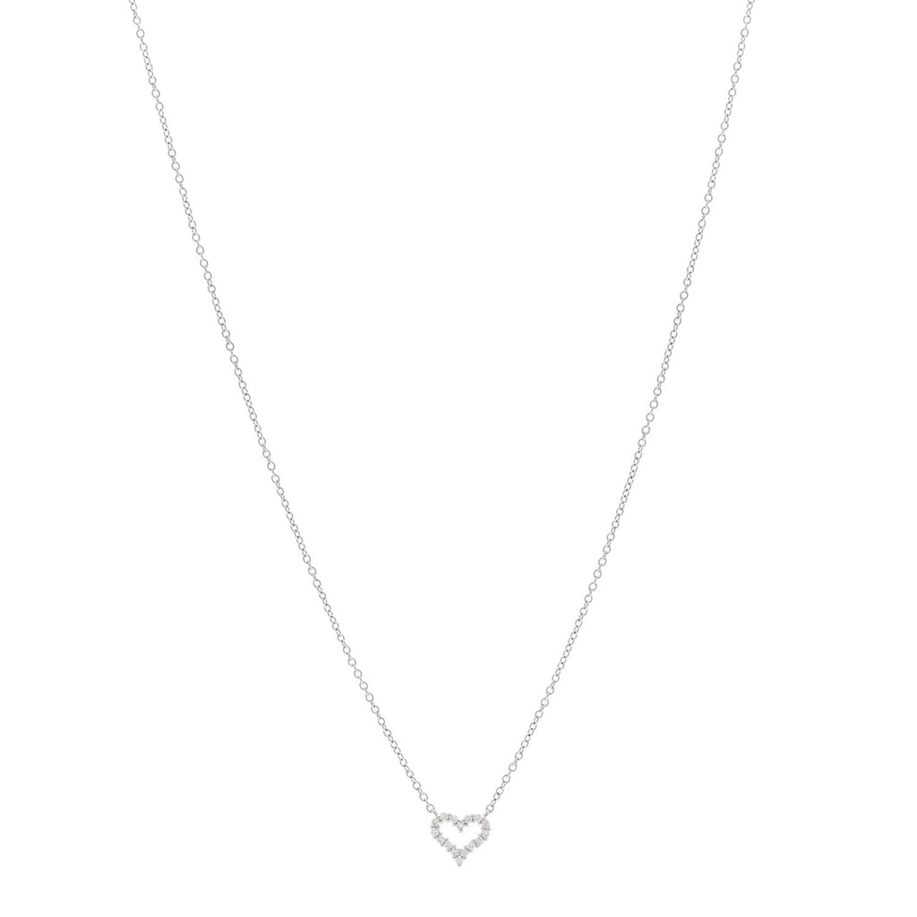 Platinum Diamond Extra Mini Heart Pendant Necklace