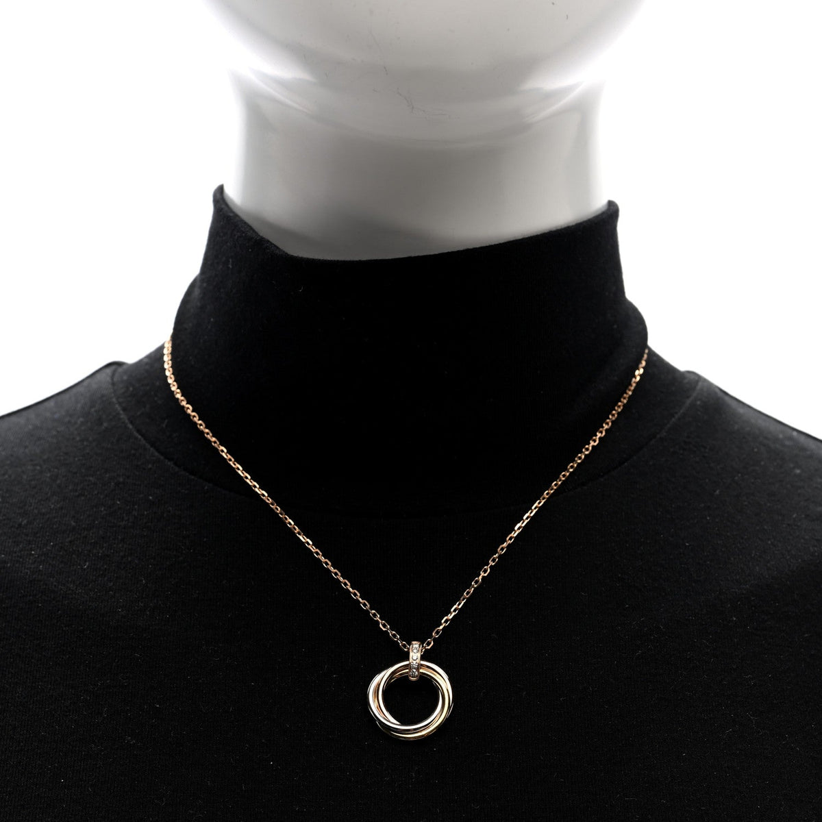 18K Pink White Yellow Gold Diamond Trinity Pendant Necklace