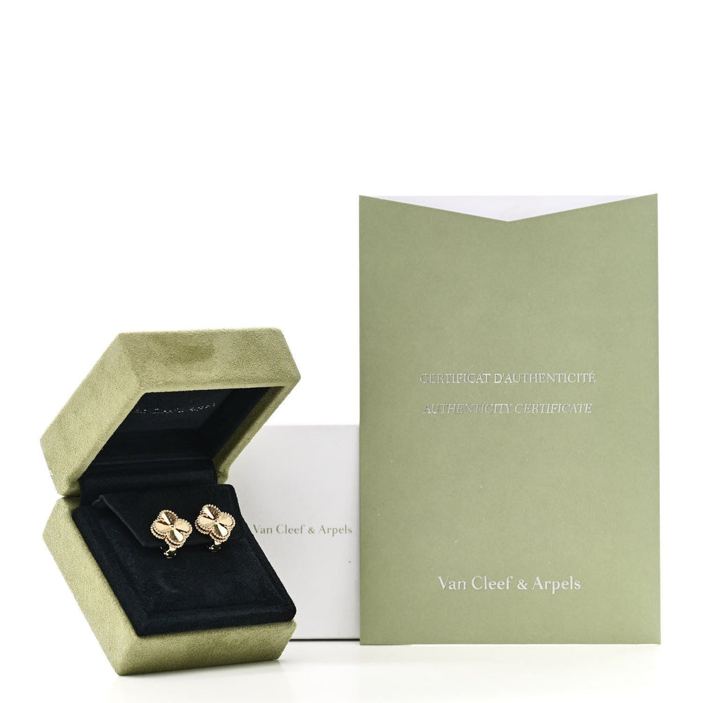 18K Yellow Gold Guilloche Vintage Alhambra Earrings