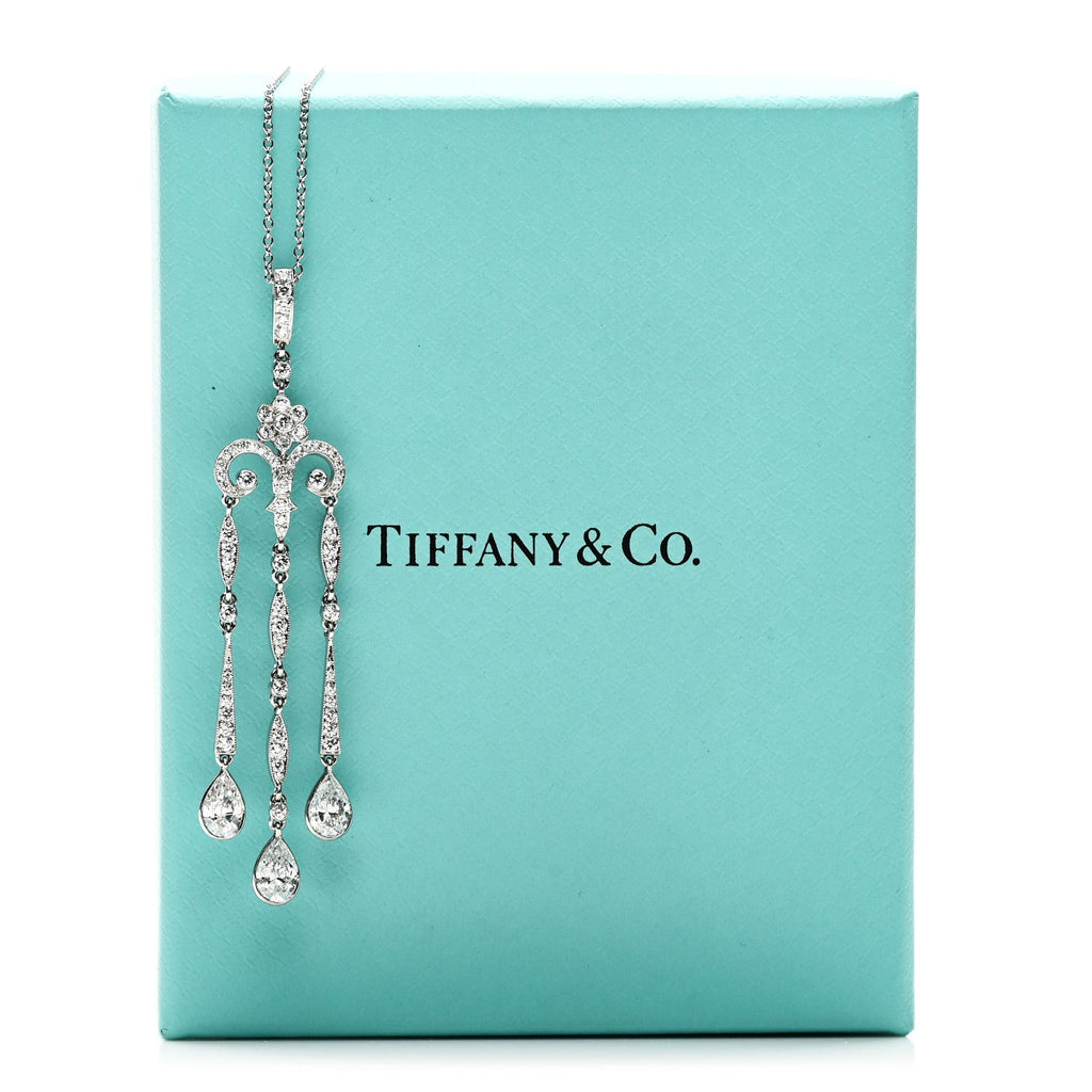 Platinum Diamond Legacy Pear Drop Pendant Necklace