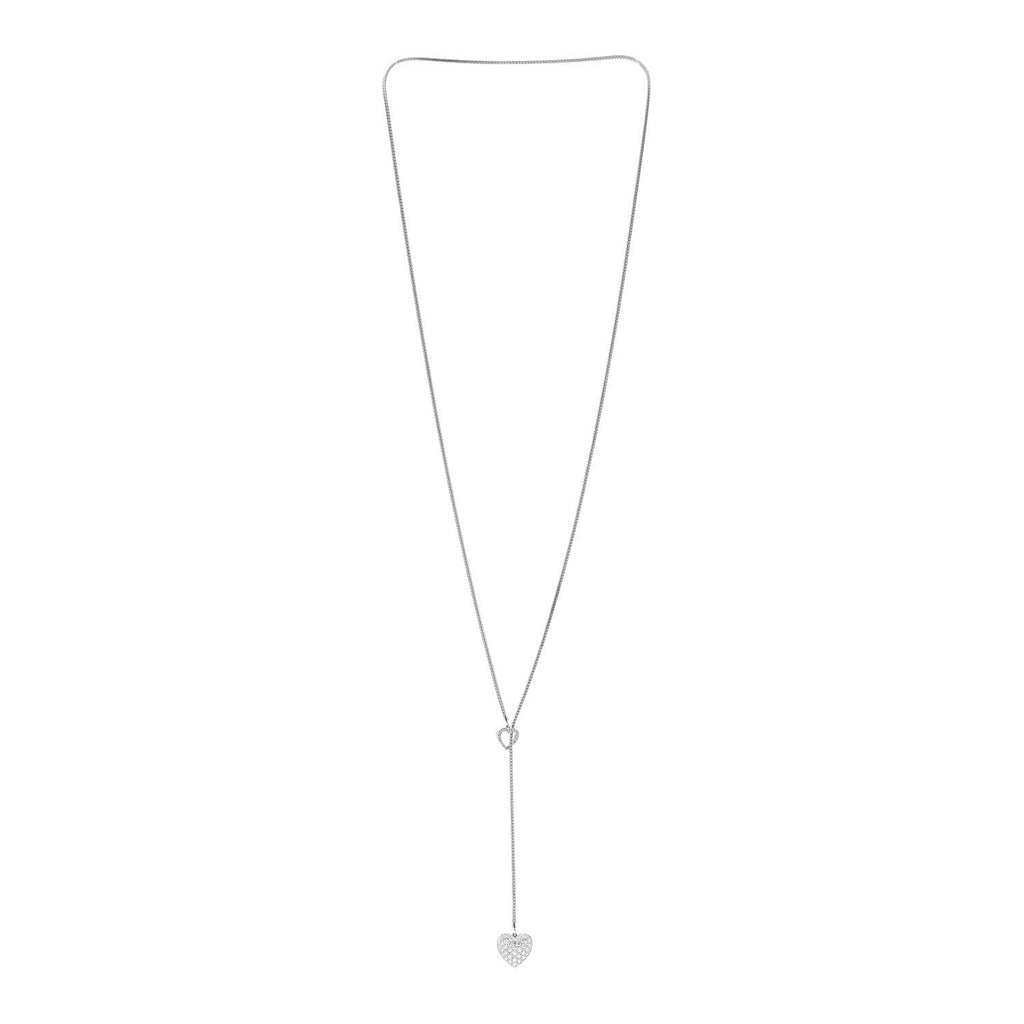 Platinum Diamond Heart Lariat Necklace