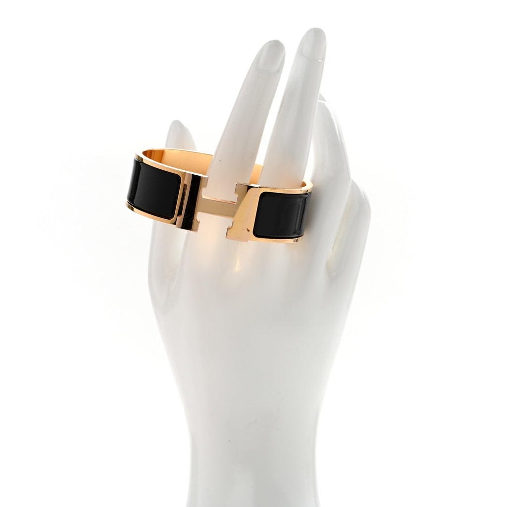 Enamel Wide Clic Clac H Bracelet GM Black