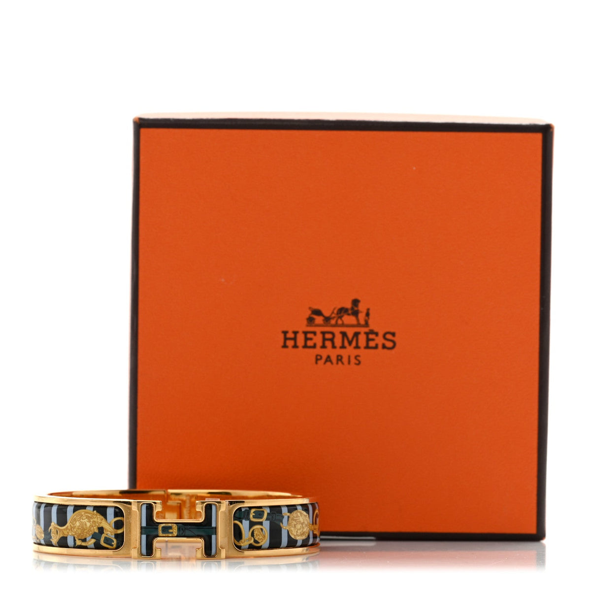 Enamel Printed Brides de Gala Bayadere Narrow Clic Clac H Bracelet PM Blue
