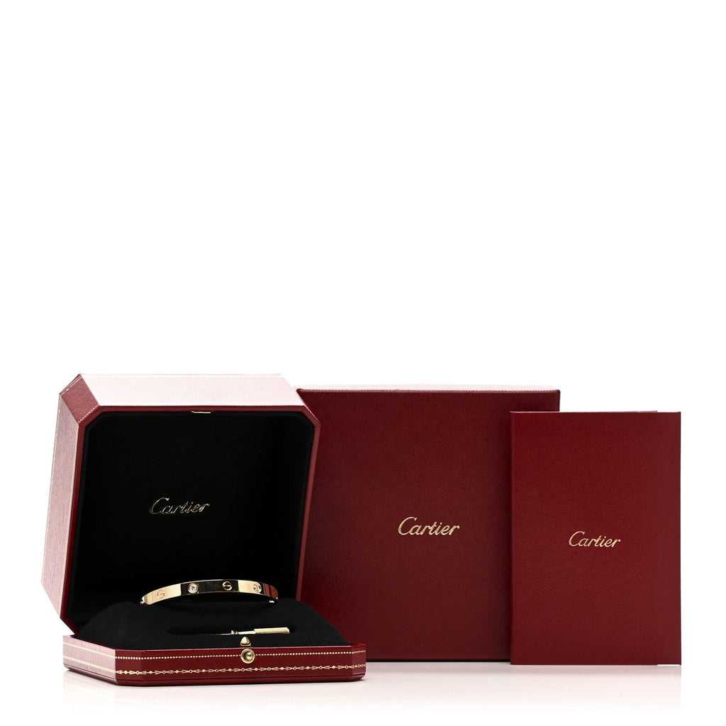 18K Yellow Gold 4 Diamond LOVE Bracelet 19