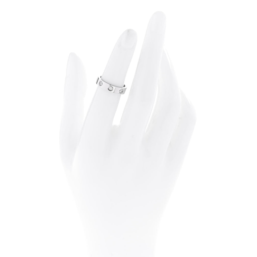18K White Gold 8 Diamond 4mm Wedding Band LOVE Ring 47 4