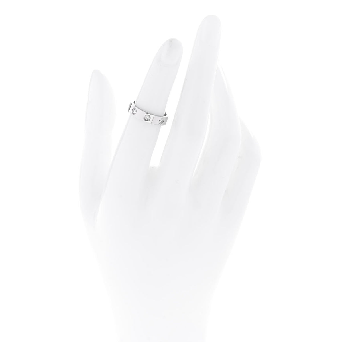 18K White Gold 8 Diamond 4mm Wedding Band LOVE Ring 47 4