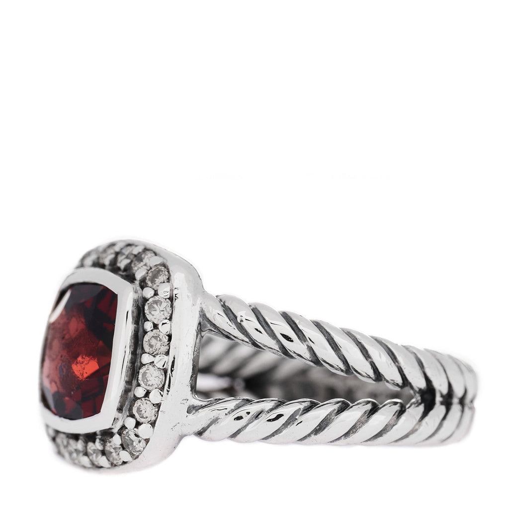 Sterling Silver Diamond Garnet 7mm Petite Albion Ring 47 4.25