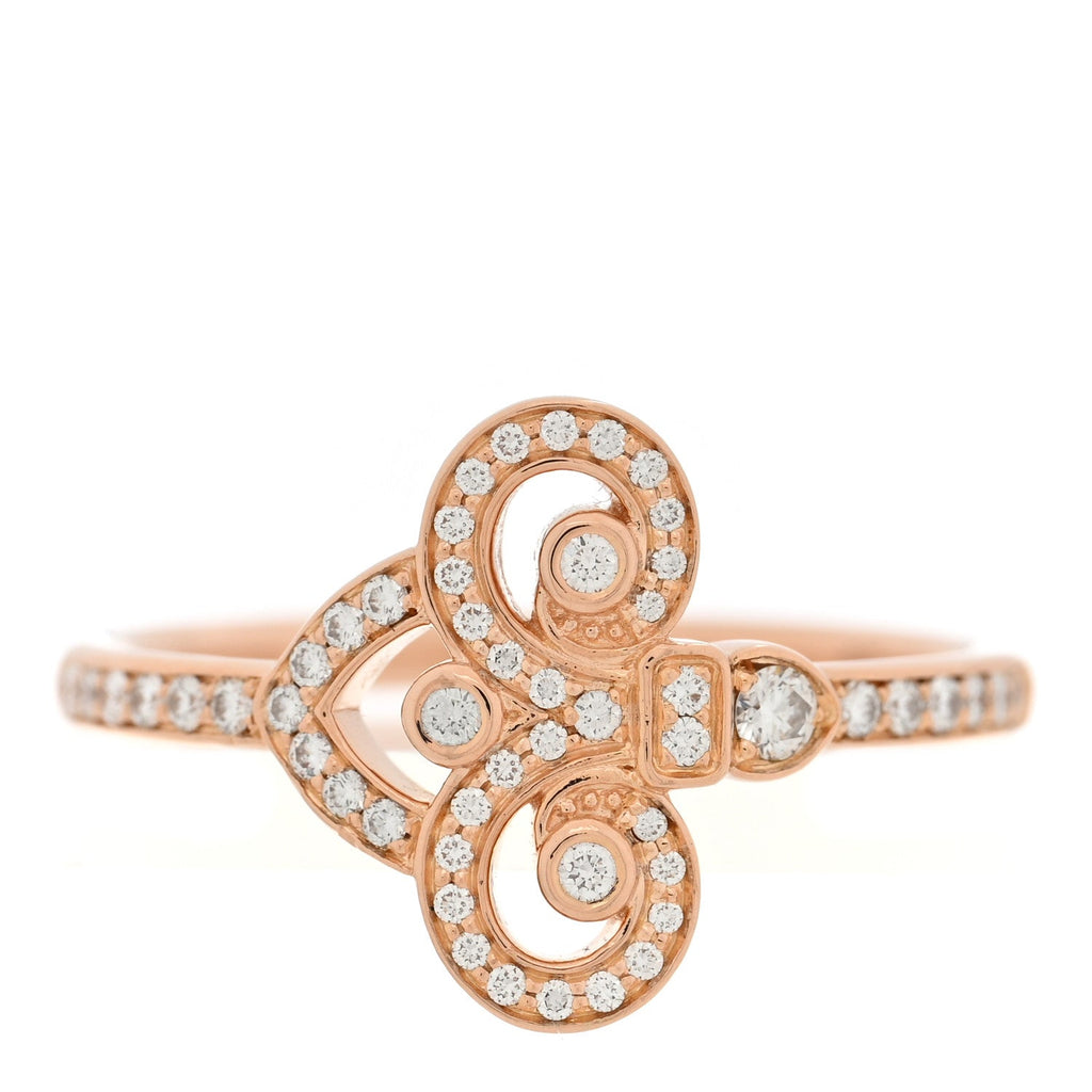 18K Rose Gold Diamond Fleur de Lis Ring 57 8