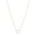 18K Rose Gold Diamond Small Open Circle Pendant Necklace