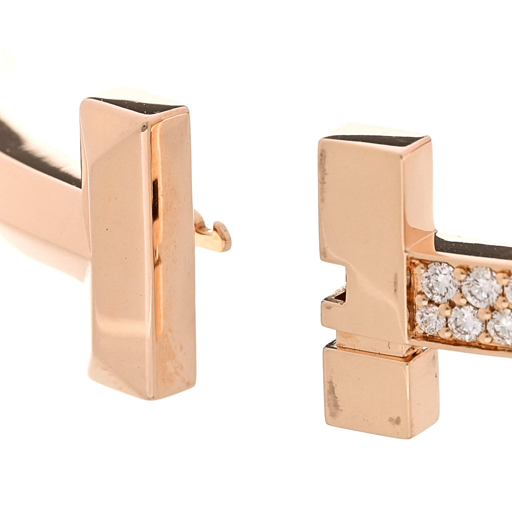 18K Rose Gold Diamond Wide T1 Hinged Bangle Bracelet