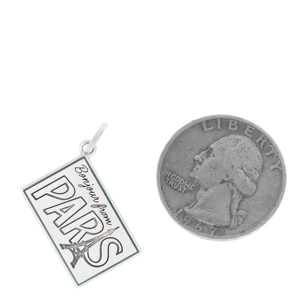 Sterling Silver Enamel Paris Postcard Charm Blue