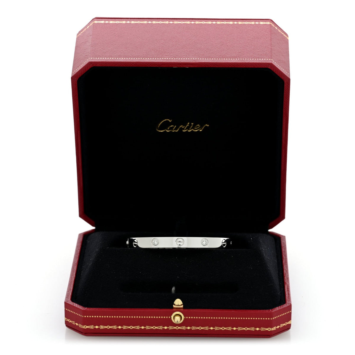 18K White Gold 4 Diamond LOVE Bracelet 16