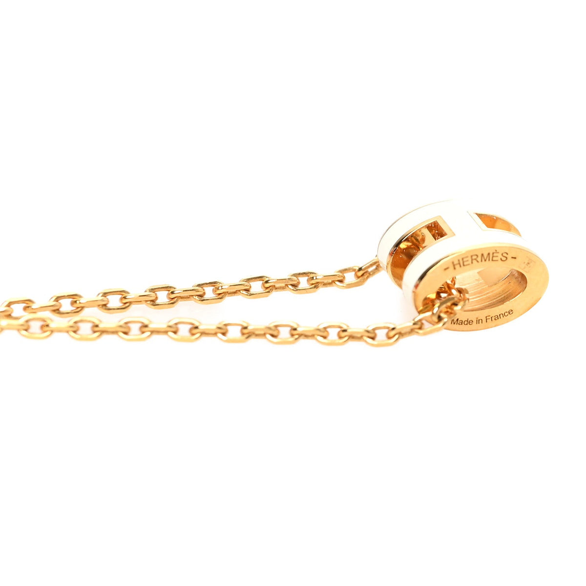 Lacquered Gold Mini Pop H Pendant Necklace White