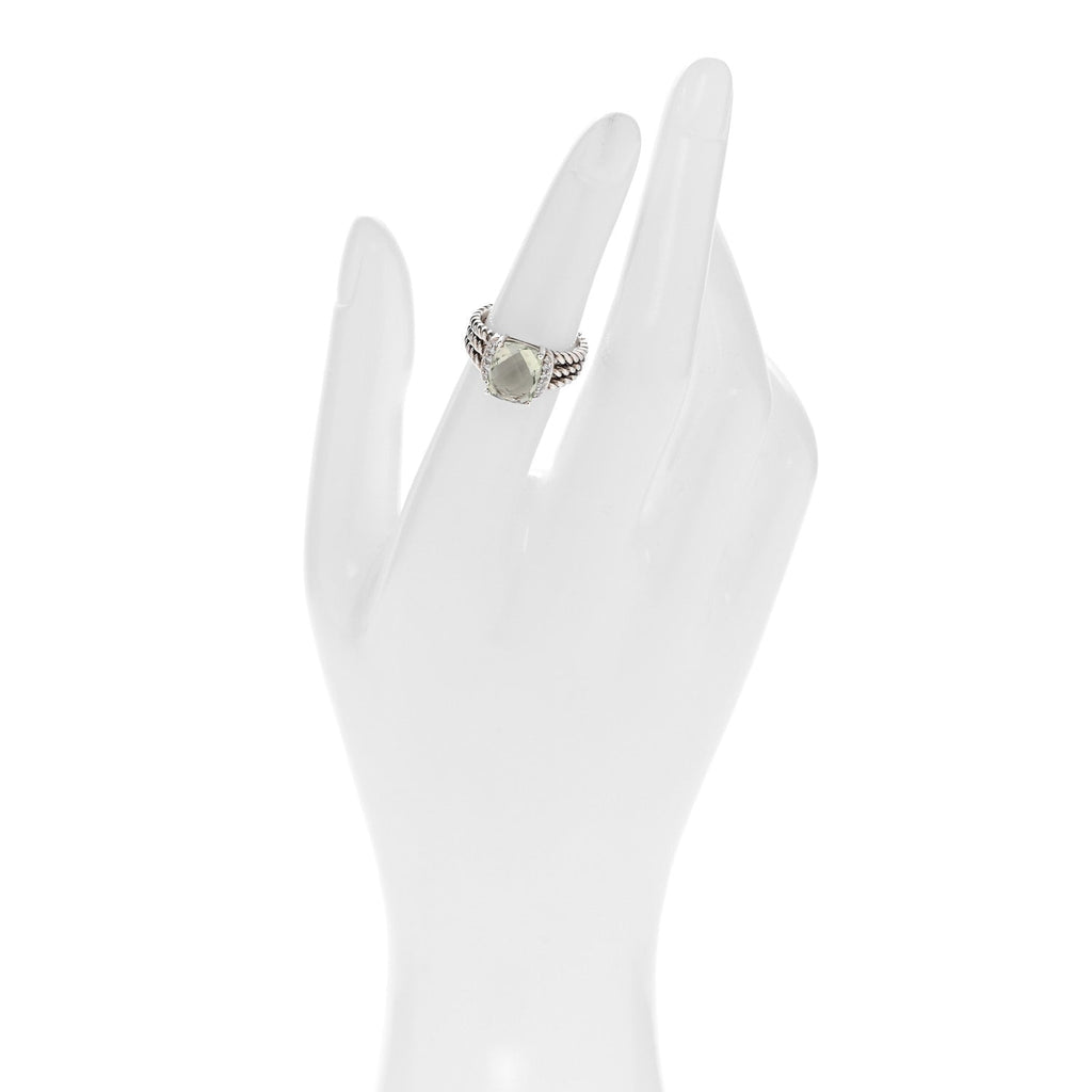 Sterling Silver Diamond Prasiolite 10mm Petite Wheaton Ring 50 5.5