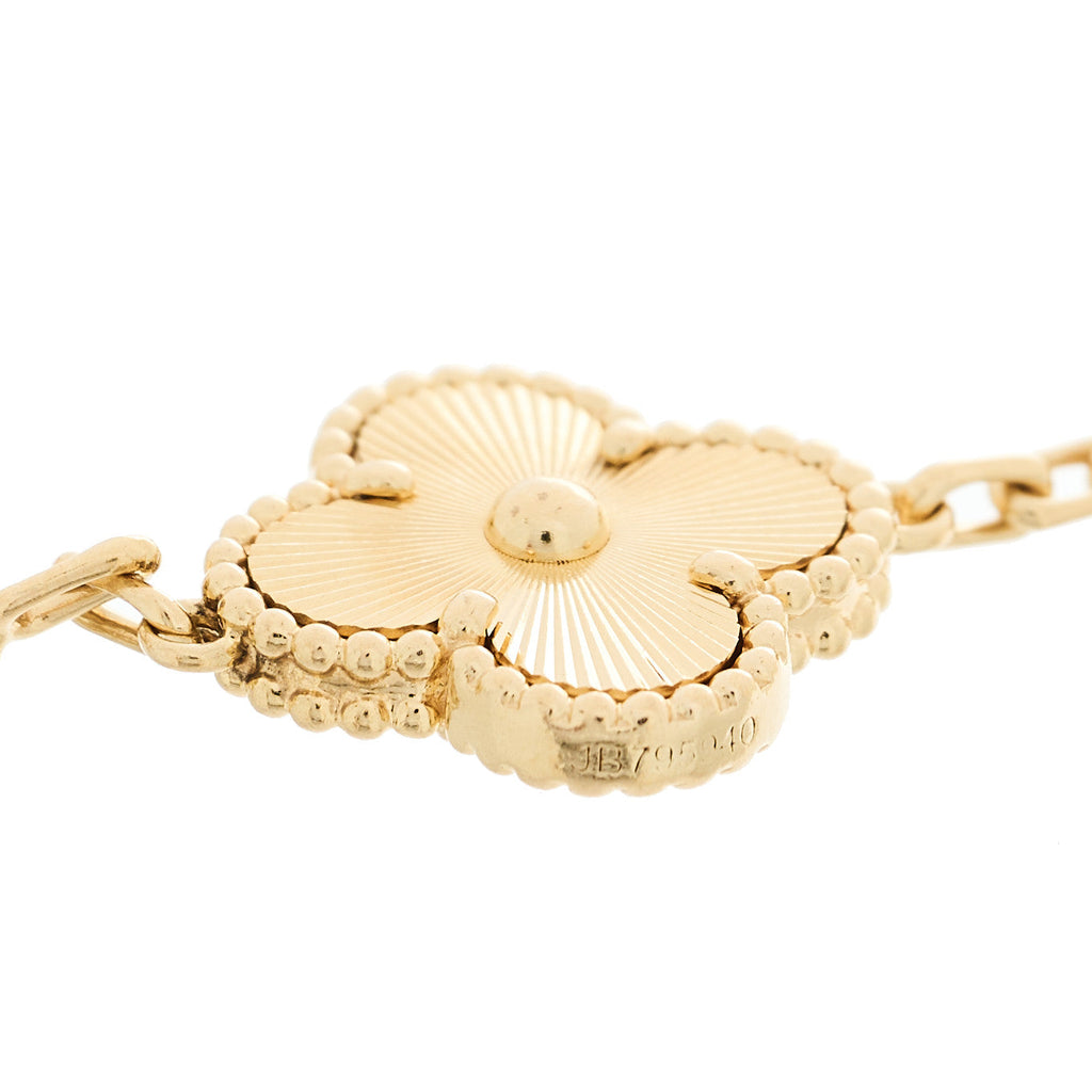 18K Yellow Gold 5 Motifs Guilloche Vintage Alhambra Bracelet