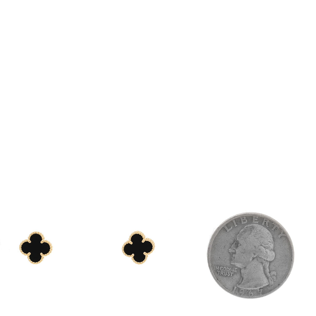 18K Yellow Gold Black Onyx Sweet Alhambra Earrings