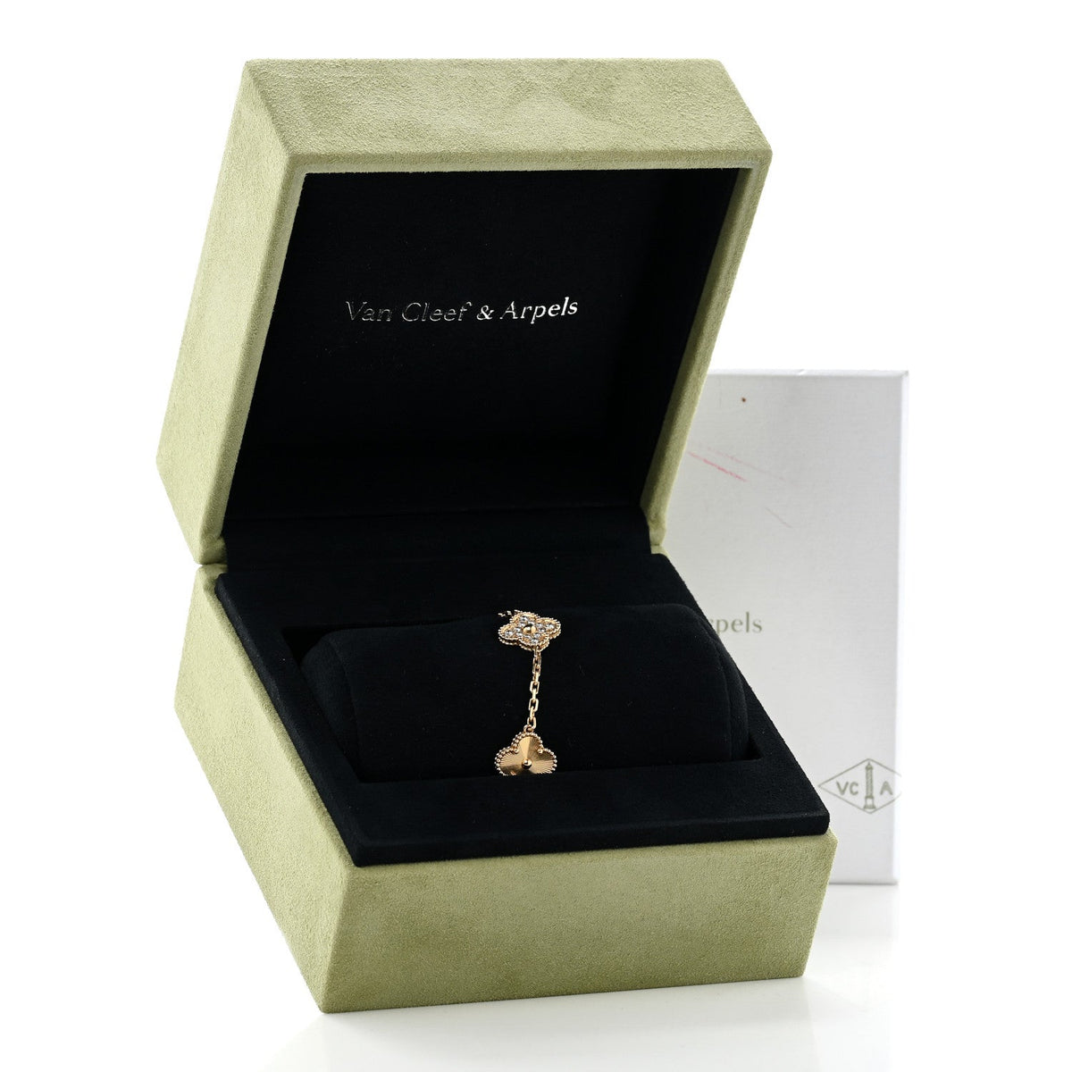 18K Yellow Gold Diamond 5 Motifs Guilloche Vintage Alhambra Bracelet