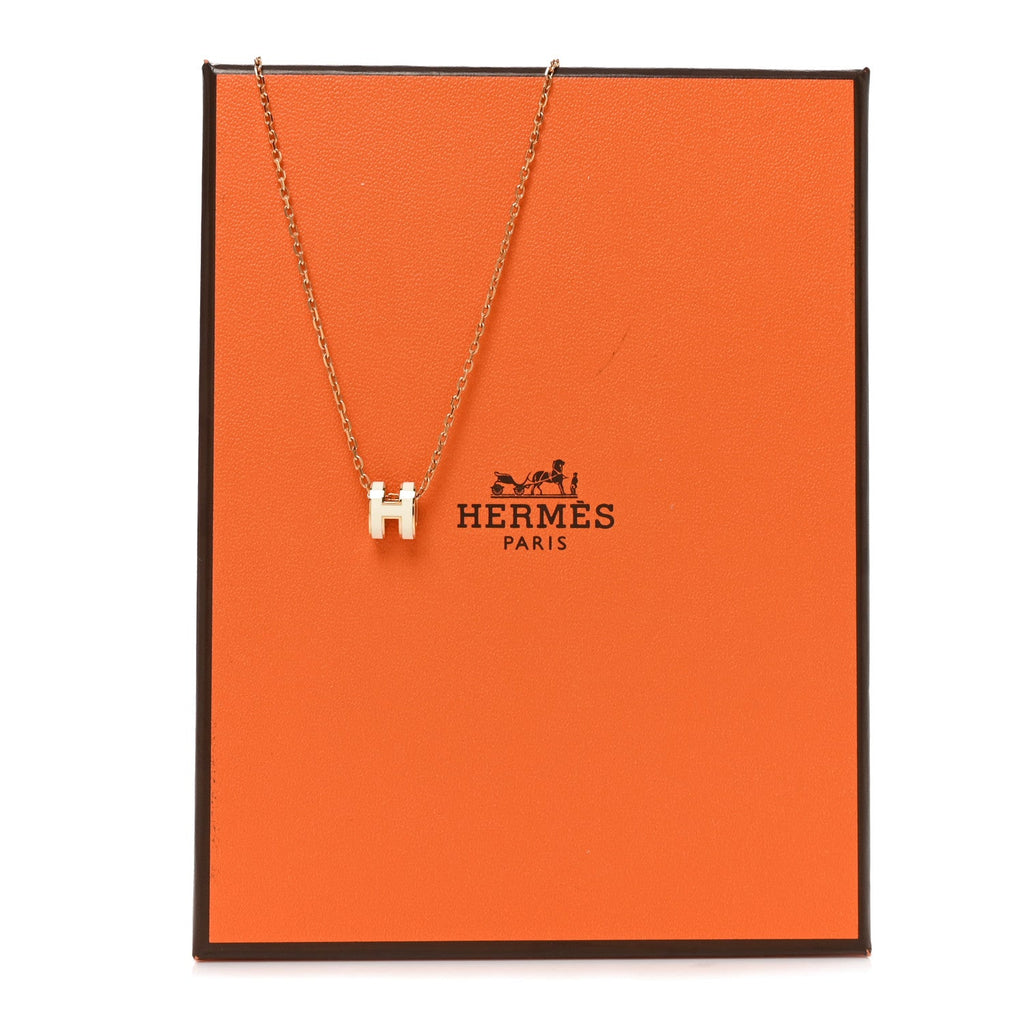Lacquered Rose Gold Mini Pop H Pendant Necklace White