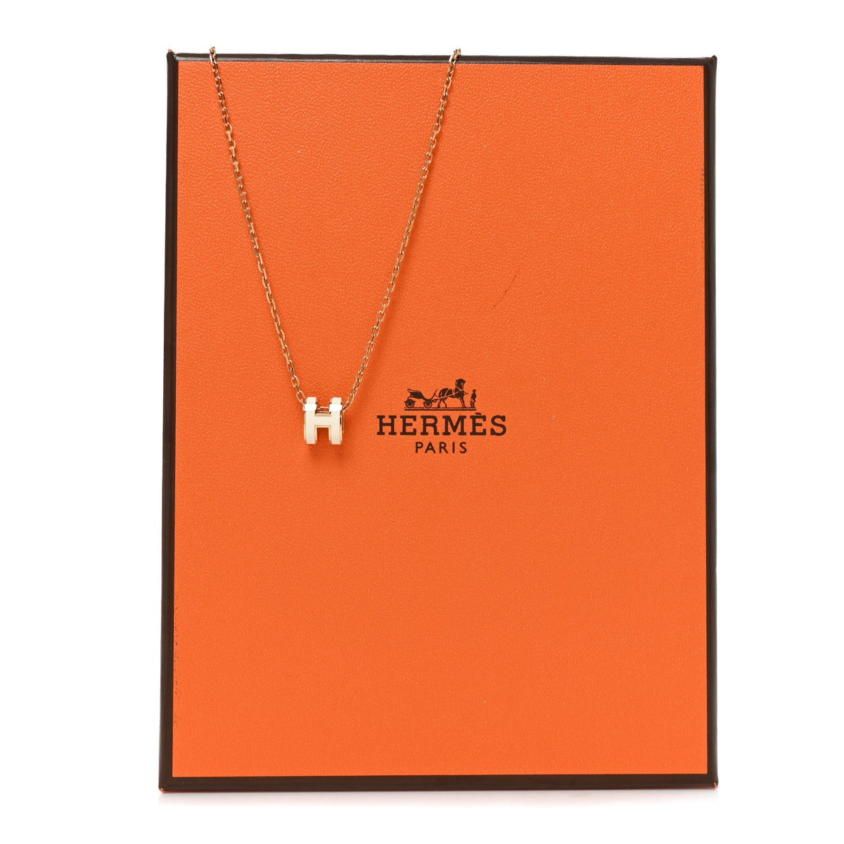 Lacquered Rose Gold Mini Pop H Pendant Necklace White