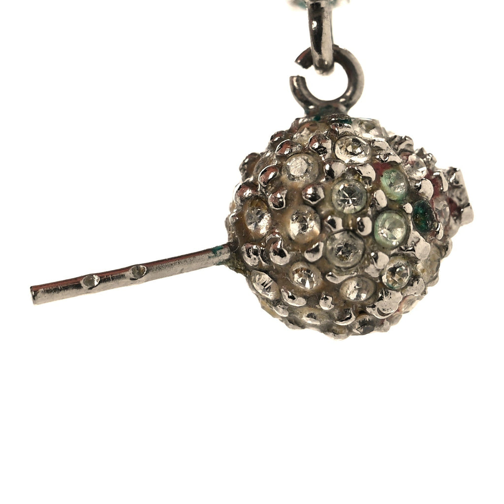Crystal CC Drop Earrings Silver