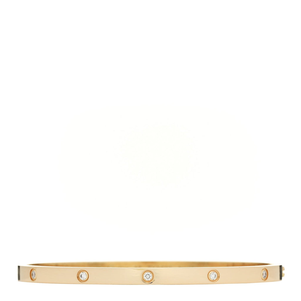 18K Yellow Gold 10 Diamond Small LOVE Bracelet 17