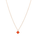 18K Rose Gold Carnelian Sweet Alhambra Pendant Necklace