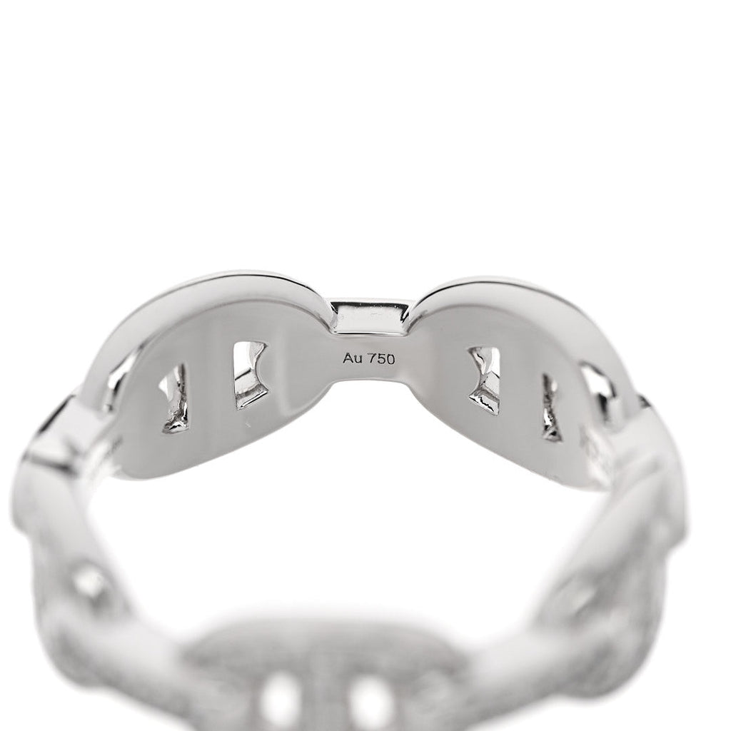 18K White Gold Diamond PM d'Ancre Enchainee Ring 54 7