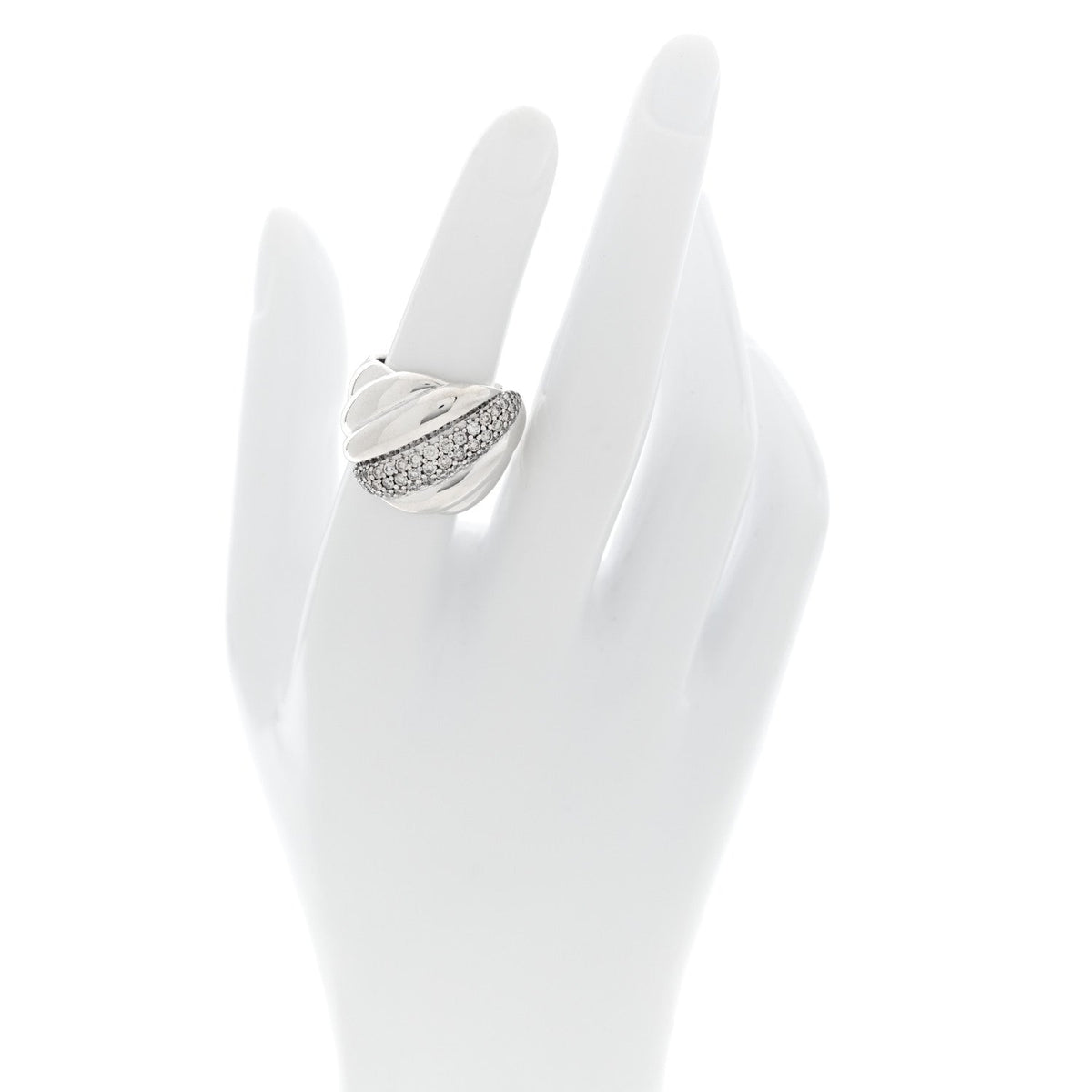 Sterling Silver Diamond Sculpted Cable Ring 51 5.75