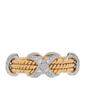 18K Yellow Gold Platinum Diamond Schlumberger Rope Three Row X Ring 52 6
