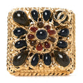 Enamel Gripoix CC Ring 52 6 Gold Burgundy