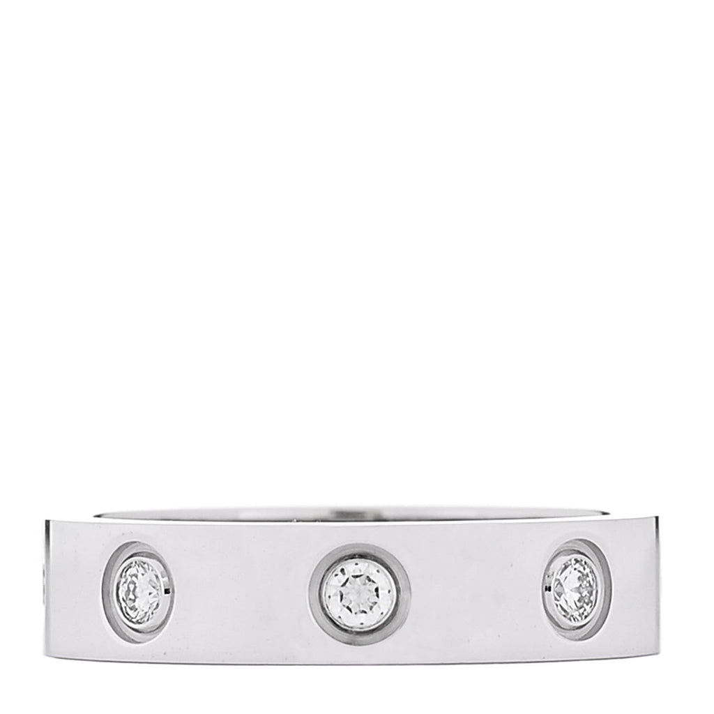 18K White Gold 8 Diamond 4mm Wedding Band LOVE Ring 47 4