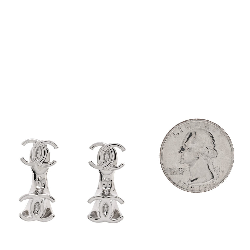 Metal Double CC Earrings Silver