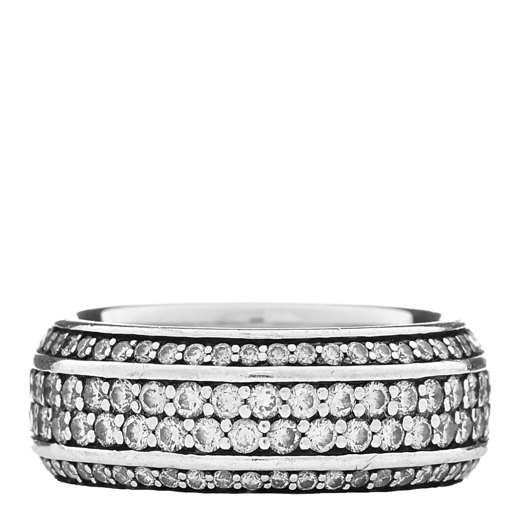 Sterling Silver Diamond 8.5mm Streamline Beveled Band Ring 56 7.75