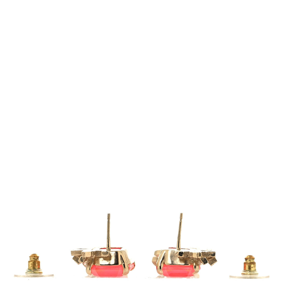 Metal Crystal CC Earrings Gold Pink