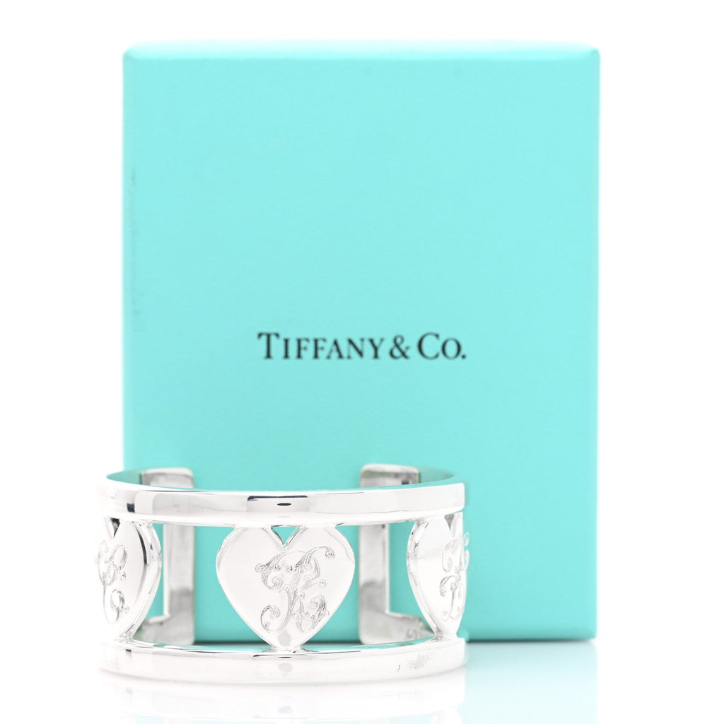 Sterling Silver Stencil Heart Cuff Bracelet