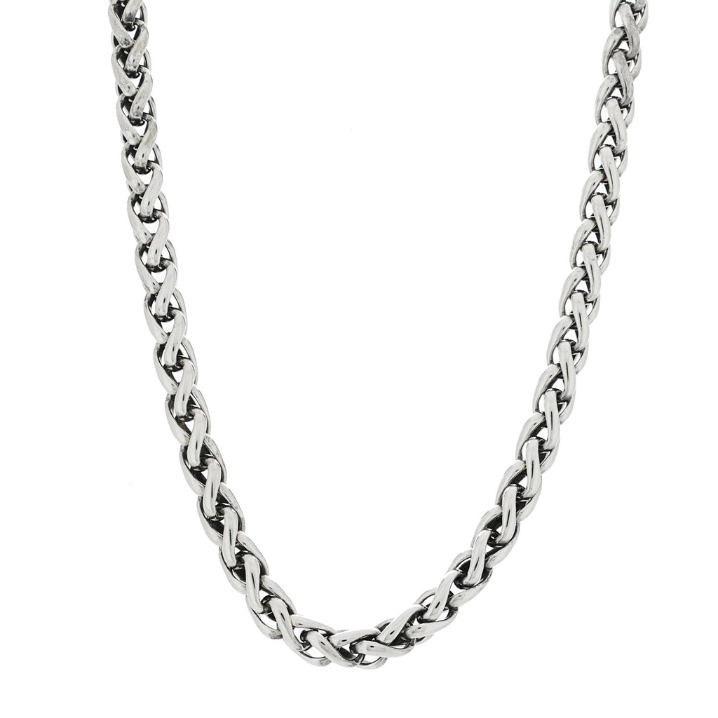Sterling Silver 14K Yellow Gold 6mm Wheat Chain Necklace