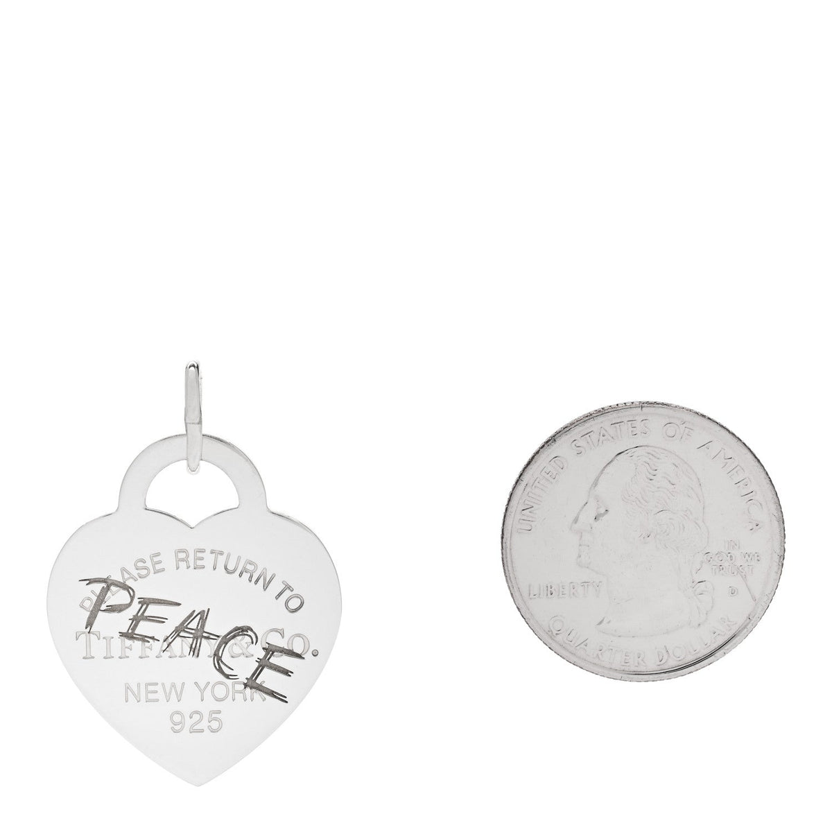 Sterling Silver Return To Tiffany Etched Heart Peace Tag Charm