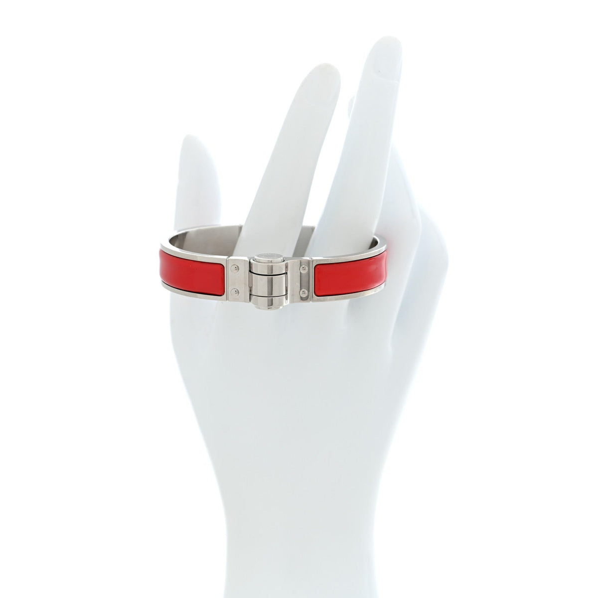 Enamel Charniere Uni Narrow Hinged Bracelet S Rouge Vif
