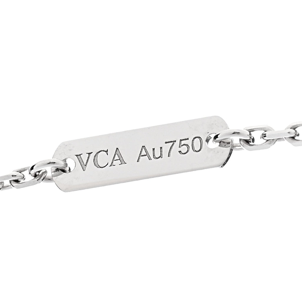 18K White Gold Mother Of Pearl Vintage Alhambra Pendant Necklace