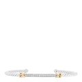 Sterling Silver 18K Yellow Gold Diamond Petite Helena Classic Cable Station Bracelet